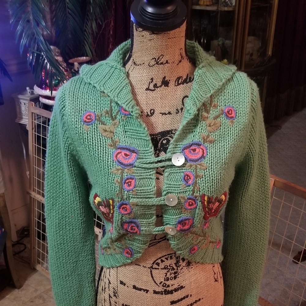 Miss Me Butterfly Crop Sweater